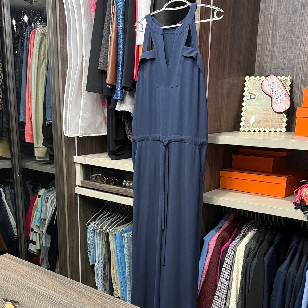BCBGMaxAzria Deep Blue Halter Jumpsuit